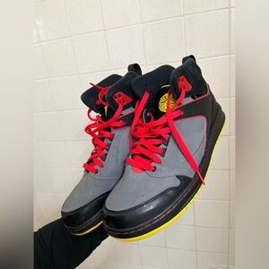 Air Jordan Mid Sneakers – Black / Gray / Red / Yellow – Men’s US 11